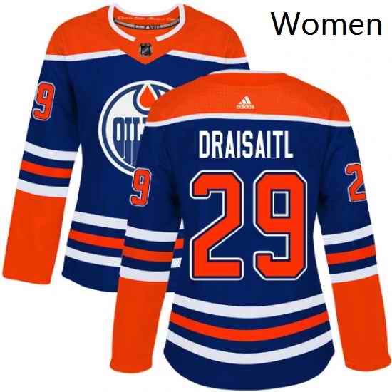 Womens Adidas Edmonton Oilers 29 Leon Draisaitl Authentic Royal Blue Alternate NHL Jersey